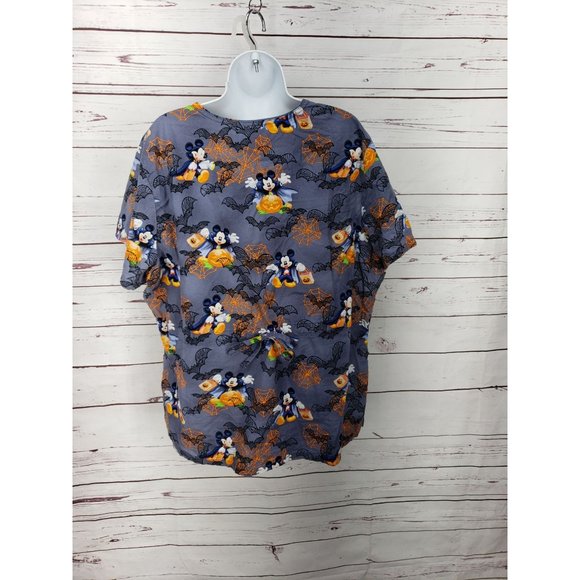 Disney Mickey Mouse Grey Halloween Scrub Top Size XL - Picture 8 of 9